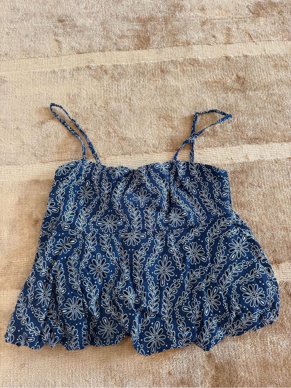 Zara Navy Blue Floral Camisole with White Print